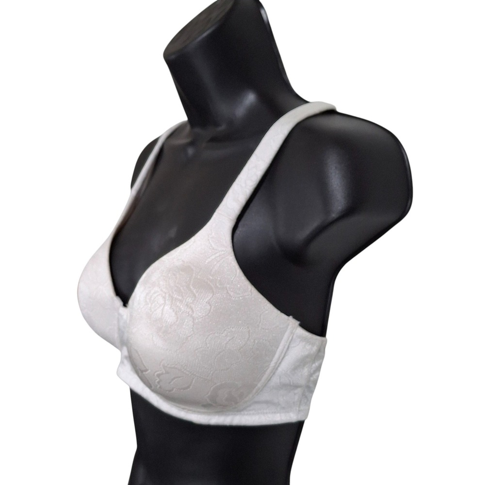 Vanity Fair Bra 36C White Floral Jacquard Underwire Smoothing Beauty Back 72297 - Picture 3 of 8